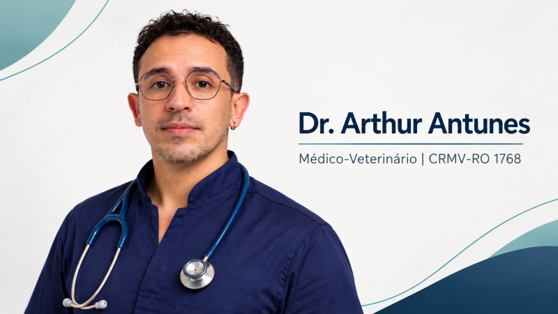 Dr. Arthur Antunes, médico-veterinário com atuação em clínica médica e cirurgia de pequenos animais em Cacoal, Rondônia.